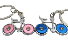 Load image into Gallery viewer, 2 LOVERS DIAMONTE BICYCLES BLUE &amp; PINK WHEELS  METALLIC KEYRING GIFT UK SELLER
