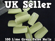 Load image into Gallery viewer, 100 x LIME GREEN FALSE FAKE ACRYLIC FULL FRENCH NAILS TIPS ART MAKE UP UK SELLER
