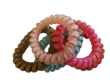 Load image into Gallery viewer, 5x GIRLS LADIES PASTEL COLOURS HAIR PONYTAIL PHONE WIRE COILS BANDS ELASTICS
