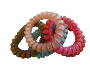 5x GIRLS LADIES PASTEL COLOURS HAIR PONYTAIL PHONE WIRE COILS BANDS ELASTICS