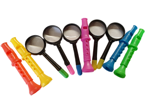 10x Pinata Party Bag Fillers Plastic Magnifying Glasses and Recorders Kids Toys