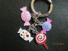 Load image into Gallery viewer, CUTE 4 PIECE CANDY SWEET LOLLIPOP ENAMEL KEYRING HANDBAG CHARM GIFT UK SELLER
