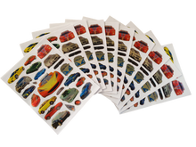 Load image into Gallery viewer, 10 SHEETS METALIC SPORTS CARS REWARD SCRAP BOOK STICKERS 100+ PER PACK UK SELLER
