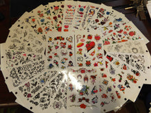 Load image into Gallery viewer, 5x SHEETS 13x19cm GIRLS TEMPORARY TATTOOS 10-20 ROSES HEARTS FLOWERS BUTTERFLIES
