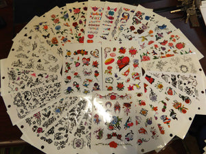 5x SHEETS 13x19cm GIRLS TEMPORARY TATTOOS 10-20 ROSES HEARTS FLOWERS BUTTERFLIES