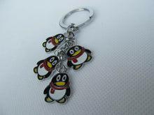 Load image into Gallery viewer, CUTE ANIMATED 4 PIECE PENGUIN ENAMEL FASHIONABLE KEYRING HANDBAG CHAIN UK SELLER
