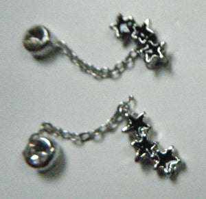 UNIQUE PAIR MULTI 2 HOLE PUNK GOTH PIERCED EARRINGS SHOOTING STARS DIAMONTE UK