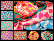 Load image into Gallery viewer, FASHION HEARTS PRINT PINK BLUE GREEN CREAM LADIES SCARF 160cmx48cm FREE UK P&amp;P
