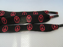 Load image into Gallery viewer, 1x PAIR FLAT PEACE HIPPY LOGO PRINT SHOE SNEAKER TRAINER LACES FREE UK P&amp;P 115cm
