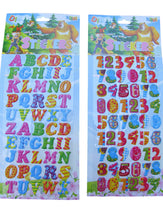 Load image into Gallery viewer, 2 x SHEETS COLOURFUL LETTER, ALPHABET &amp; NUMBERS 3D PUFFY REUSE STICKERS UKSELLER
