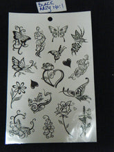 Load image into Gallery viewer, 6x SHEET UNISEX GIRLS LADIES TEMPORARY TATTOOS BLACK ARTY BUTTERFLY ROSES CELTIC
