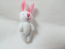Load image into Gallery viewer, MINIATURE TINY SMALL JOINTED 3.5cm TALL WHITE &amp; PINK BUNNY RABBIT DOLL HOUSE
