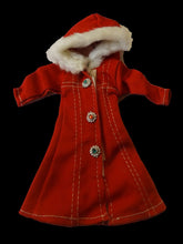 Load image into Gallery viewer, RED or BLUE 12&quot; DOLL SIZED DRESS CLOTHING WINTER COAT FAUX FUR HOOD UK SELLER
