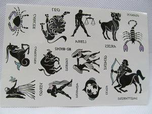 Quality Black Unisex Arty Signs of Zodiac: Leo Aries Temporary Tattoos UK Seller