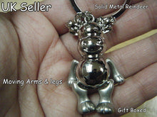 Load image into Gallery viewer, SOLID METAL MOVING ARMS &amp; LEGS CUTE REINDEER RUDOLPH KEYRING IN GIFT BOX 4.5cm
