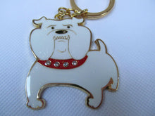 Load image into Gallery viewer, LARGE UNIQUE ANGRY BRITISH BULL DOG WITH DIAMONTE COLLAR KEYRING GIFT IDEA UK
