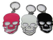 Load image into Gallery viewer, LARGE SCARY SKULL ENAMEL METAL KEYRING GIFT CHARM 3 COLOURS:PINK, BLACK or WHITE
