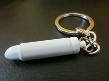 Load image into Gallery viewer, WHITE BULLET RUBBER COATED MILITARY ENAMEL METAL KEYRING GIFT CHARM UK SELLER
