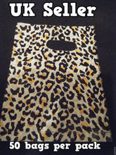 Load image into Gallery viewer, 40+ SMALL LEOPARD ANIMAL SPOTTED PRINT FASHION PLASTIC CARRIER BAGS 130mmx130mm
