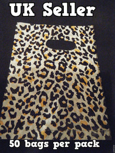 40+ SMALL LEOPARD ANIMAL SPOTTED PRINT FASHION PLASTIC CARRIER BAGS 130mmx130mm