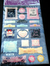 Load image into Gallery viewer, SHEET CRAFT LIFE IS SWEET, LOVE, WORDS DESIGN PUFFY 3D STICKERS 21cmx13cm UKSELL
