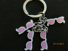 Load image into Gallery viewer, GIRLY NERD 4 PIECE PINK WHITE SUN GLASSES ENAMEL KEYRING HANDBAG CHARM GIFT IDEA
