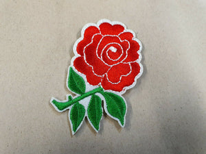 Sew-on Iron-on Embroidered Single Red Rose Flower Patch Badge Fancy Dress