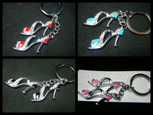 Load image into Gallery viewer, SOLID METAL 2 PIECE LADIES HIGH HEELED SHOES DIAMONTE 4COLOURS KEYRING GIFT IDEA
