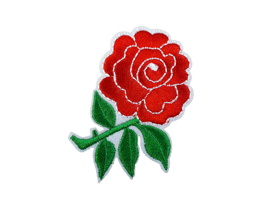 Sew-on Iron-on Embroidered Single Red Rose Flower Patch Badge Fancy Dress