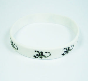 UNISEX MENS BLACK WHITE SCORPION GOTH RUBBER SILICONE WRIST BRACELET BAND UKSELL