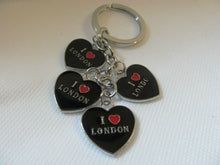 Load image into Gallery viewer, I LOVE LONDON BLACK HEARTS PATRIOTIC GB KEYRING METAL GIFT IDEA UK SELLER
