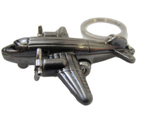 Load image into Gallery viewer, SILVER COLOUR SOLID METAL AEROPLANE MOVING PROPELLOR KEYRING CHARM UK SELLER
