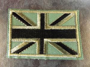 KHAKI UNION JACK BRITISH PATRIOTIC FLAG ARMY IRON SEW ON JEANS CLOTHES TSHIRT UK