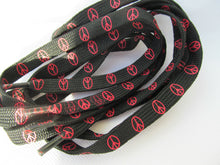 Load image into Gallery viewer, 1x PAIR FLAT PEACE HIPPY LOGO PRINT SHOE SNEAKER TRAINER LACES FREE UK P&amp;P 115cm
