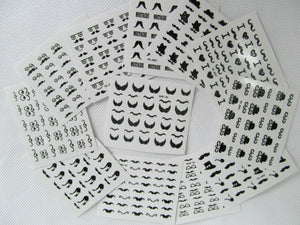 12 SHEETS 3D NAIL ART TIPS STICKERS FALSE NAIL DESIGN MANICURE MOUSTACHE LETTERS