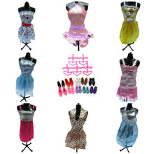 Load image into Gallery viewer, 30x DOLL&#39;S SIZE ITEMS: 10x SHORT DRESSES 10x SHOES, BOOTS 10x HANGERS UK SELLER
