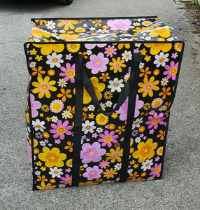 ECO RECYCLED LARGE JUMBO FLOWERS FLORAL SHOPPING LAUNDRY TRAVEL BAG 64x54x27cm