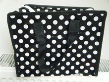 Load image into Gallery viewer, ECO FRIENDLY BLACK &amp; WHITE SPOTTED POLKA DOT LUNCH SHOPPING TRAVEL BAG FREE POST
