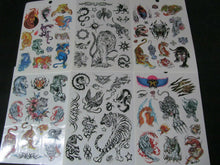 Load image into Gallery viewer, 5 or 10 SHEETS BOYS ANGRY TIGER DRAGON WOLF TEMPORARY TATTOOS PARTY LOOT BAG
