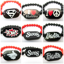 Load image into Gallery viewer, 10+ DESIGNS URBAN ACRYLIC BEADED HIPHOP GANGSTER BRACELETS:SWAG PEACE POW
