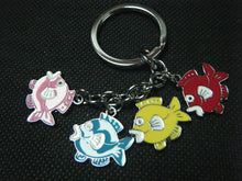 Load image into Gallery viewer, CUTE 4 PIECE FAT COLOURFUL FISH ENAMEL KEYRING HANDBAG CHARM GIFT IDEA UK SELLER
