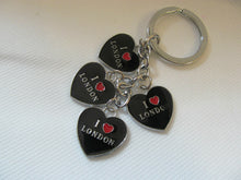 Load image into Gallery viewer, I LOVE LONDON BLACK HEARTS PATRIOTIC GB KEYRING METAL GIFT IDEA UK SELLER
