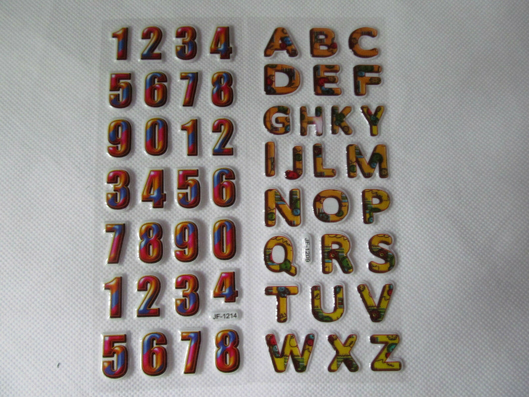 2 x SMALL SHEETS LETTER, ALPHABET & NUMBERS 3D PUFFY RE-USABLE STICKERS UKSELLER