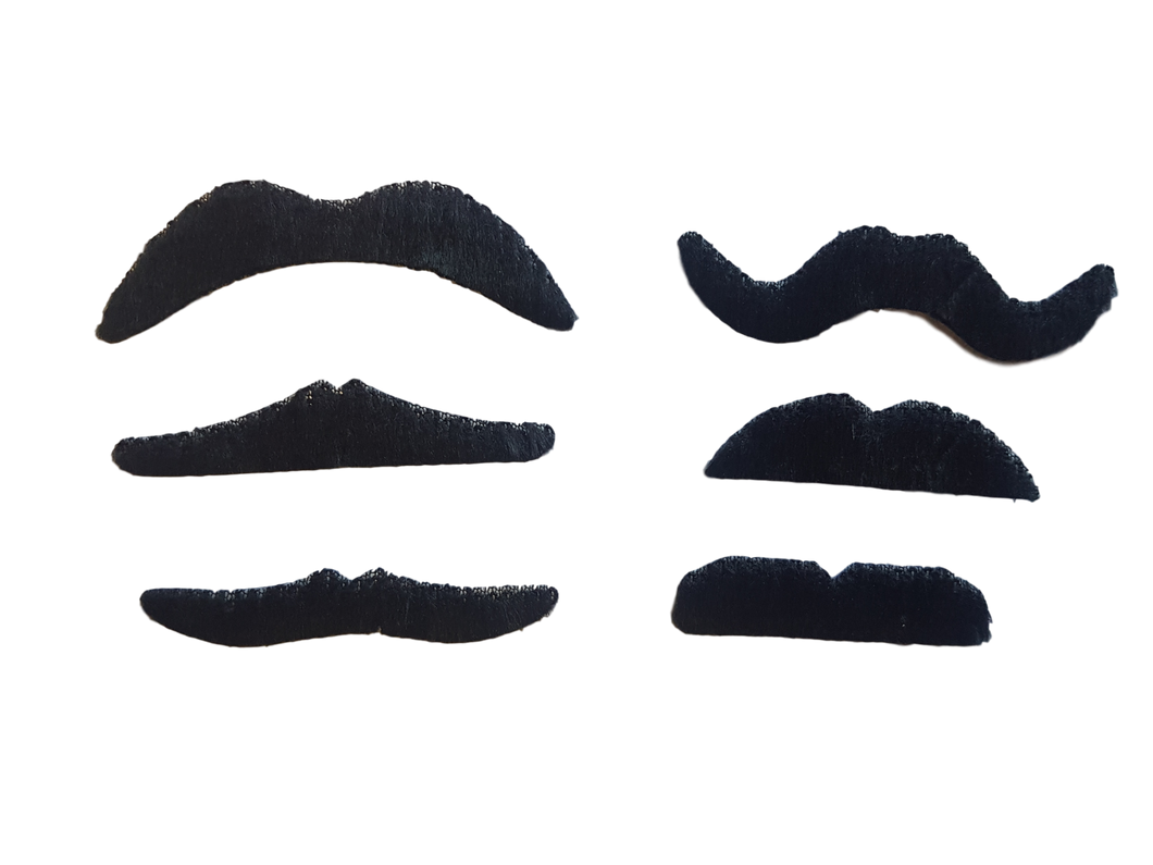 KIDS ADULTS FAKE JOKE FANCY DRESS PACK OF 6 BLACK ADHESIVE MOUSTACHES UKSELLER