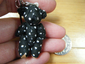 Unique Tiny Small Miniature Jointed Black Spotted Bear or Rabbit  4.5cm UKSeller