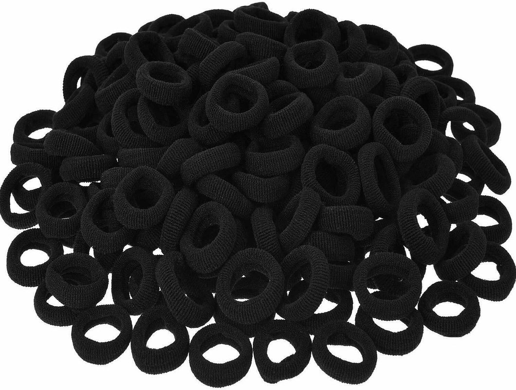 100x Black Ladies Jersey Elastic Hair Ties Mini Rubber Pony Tail Bands Free P&P