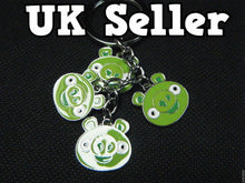 Load image into Gallery viewer, ANGRY BRIDS CUTE GREEN PIGS 4 PIECE ENAMEL KEYRING HANDBAG CHARM GIFT UK SELLER
