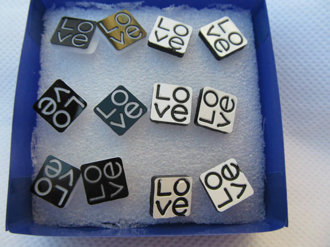 6 PAIRS FASHION UNISEX BLACK WHITE MONOCHROME LOVE JEWELLERY EARRINGS UK SELLER