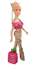 Load image into Gallery viewer, 2x Small Pink Plastic 3D Travel Train Suitcase Luggage Made For 12&quot; Dolls uksell
