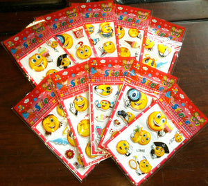 10x SMALL SHEETS SMILEY SUNSHINE FACES KIDS 3D PUFFY SCRAP BOOK STICKERS UKSELL